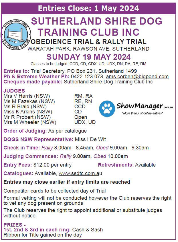 SSDTC - Obedience & Rally Trial 2024